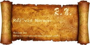 Rövid Norman névjegykártya